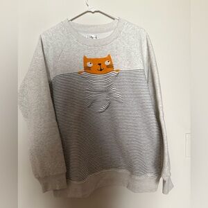 Gray and Orange Cat Sweatshirt